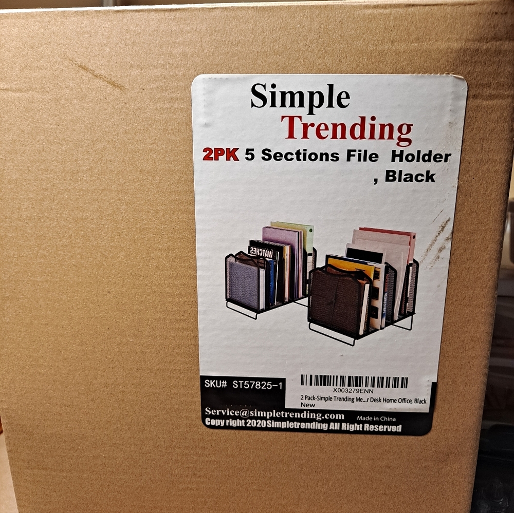 Black 5-Section File Organizer